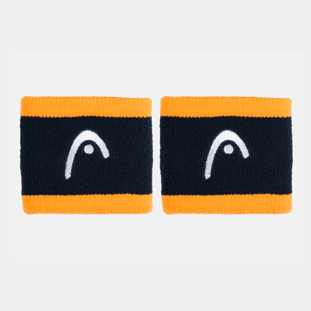 Head Wristband Striped Navy/Banana 2-pack 2,5“ svettarmband för tennis och padel