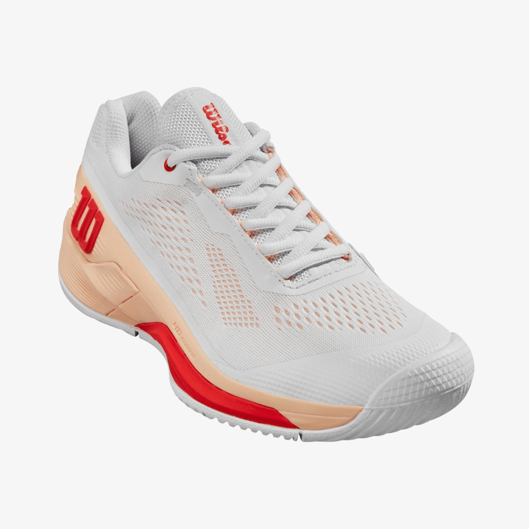 Wilson Rush Pro 4.0 all-court tennis shoes women white / peach parfait / infrared