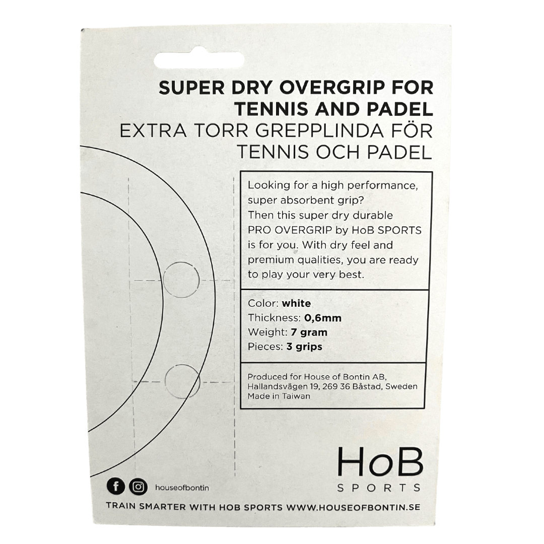 HoB Sports Super Dry overgrip 3-pack WHITE